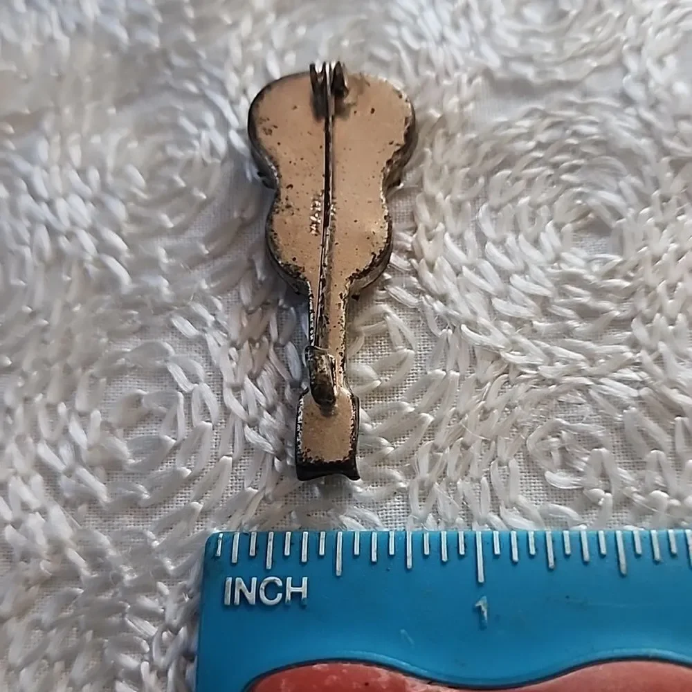 VINTAGE Micromosaic guitar brooch pin Italian Mid Century